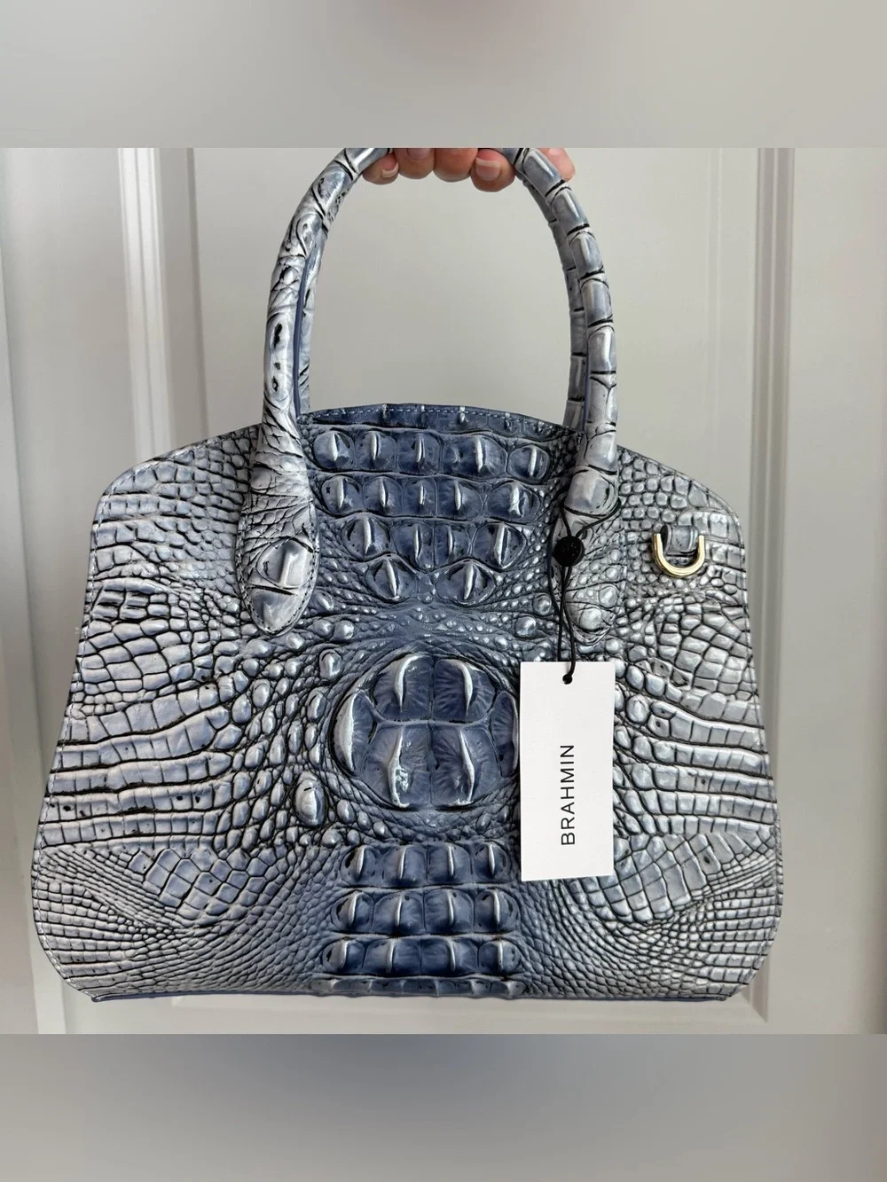 Brahmin Rosetta Satchel Bellbottom Blue Melbourne Leather